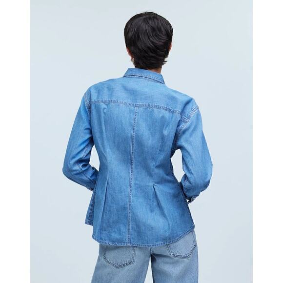 Madewell Chambray Top  Denim Darted Button Up Shirt Winnset Wash Blue NWT Small - Picture 4 of 12